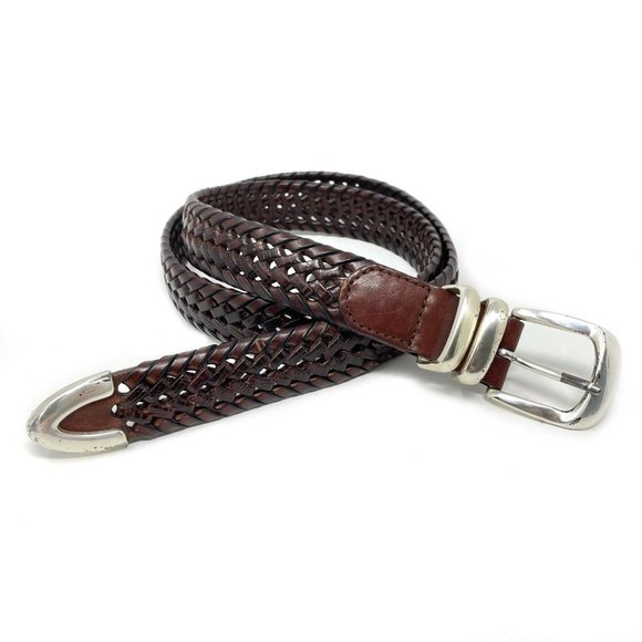 Fossil Other - Fossil Brown Woven Belt Silver Buckle Size 36